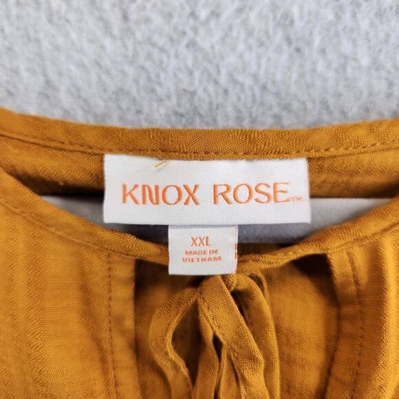 Knox Rose Peasant Top Womens XXL Rust Heritage Tie Ruffle Cuffs Rayon Boho Flowy - Picture 9 of 15
